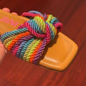 Gianni Bini Rainbow Corded Knot Slide Sandals – Size 7.5